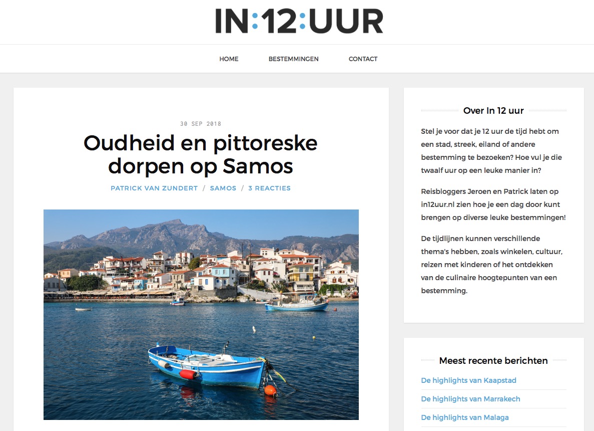 Reisbloggers Jeroen en Patrick laten op in12uur.nl zien hoe je een dag door kunt brengen op Samos